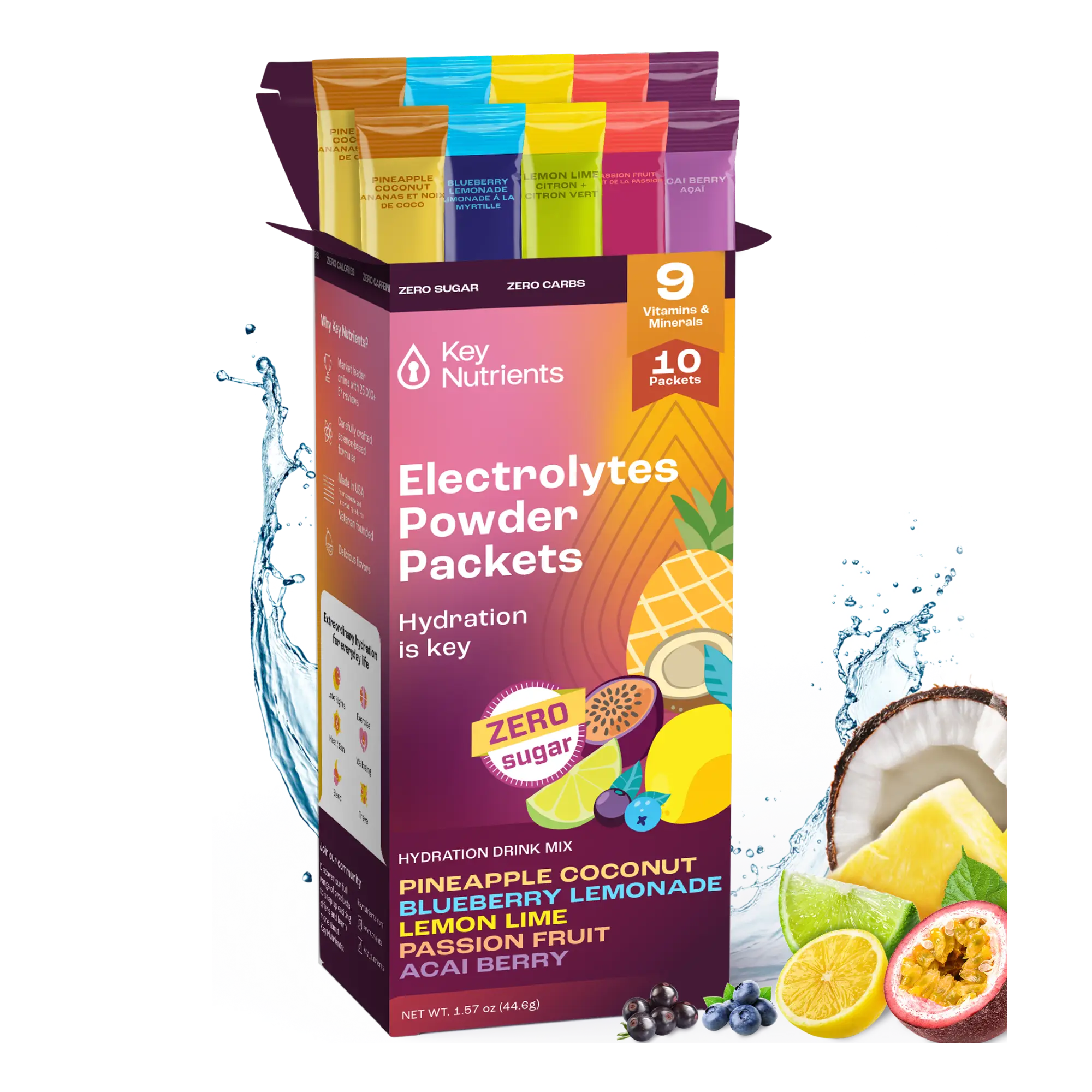 Electrolyte Recovery Plus Powder Travel Packets Zero Carb Calorie Free