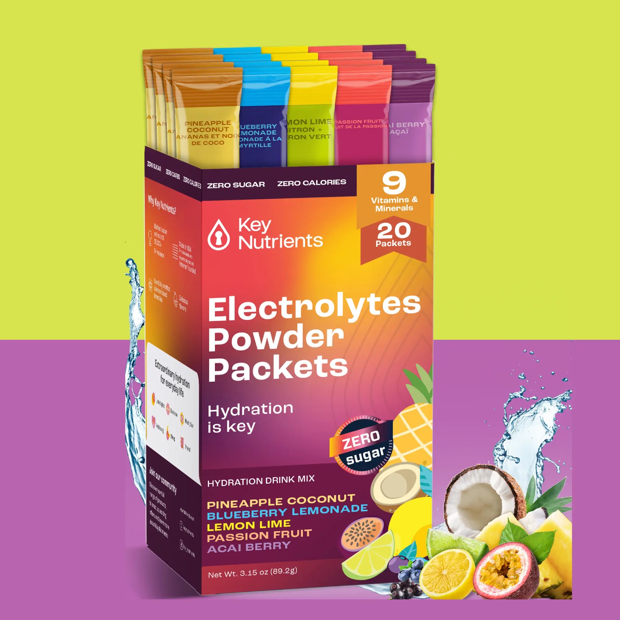 Electrolyte Recovery Plus Powder Travel Packets Zero Carb Calorie Free