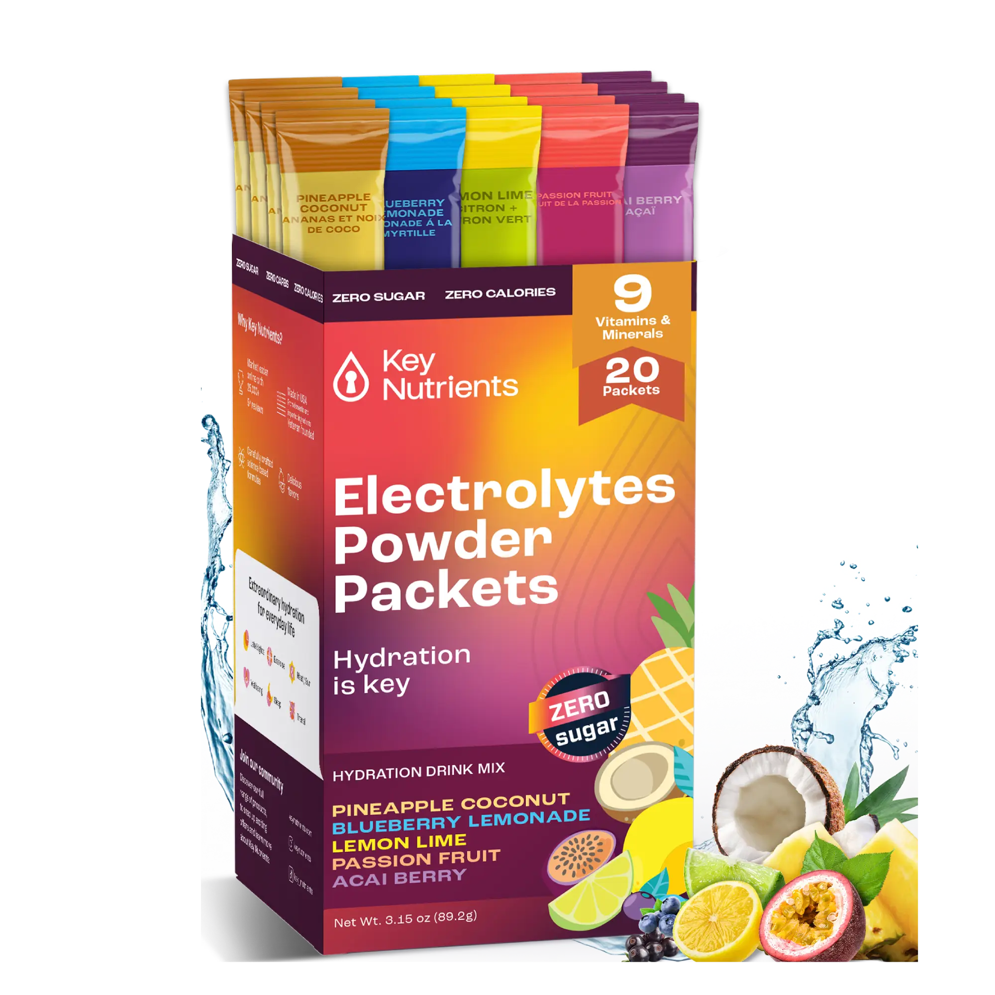 Electrolyte Recovery Plus Powder Travel Packets Zero Carb Calorie Free