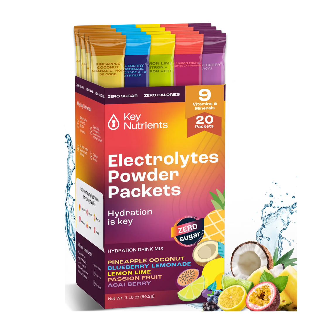 Electrolyte Recovery Plus Powder Travel Packets Zero Carb Calorie Free