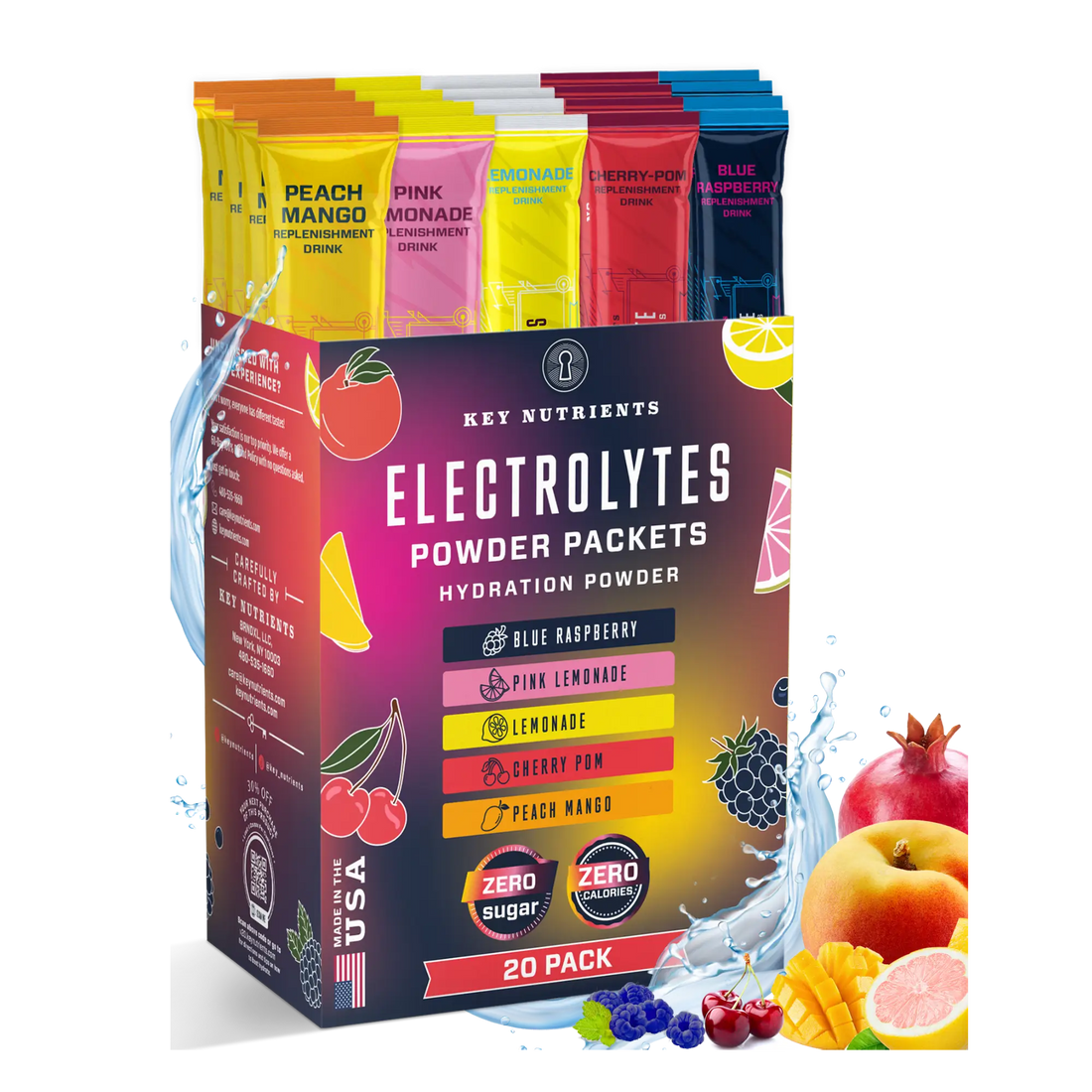 Electrolyte Recovery Plus Powder Travel Packets Zero Carb Calorie Free