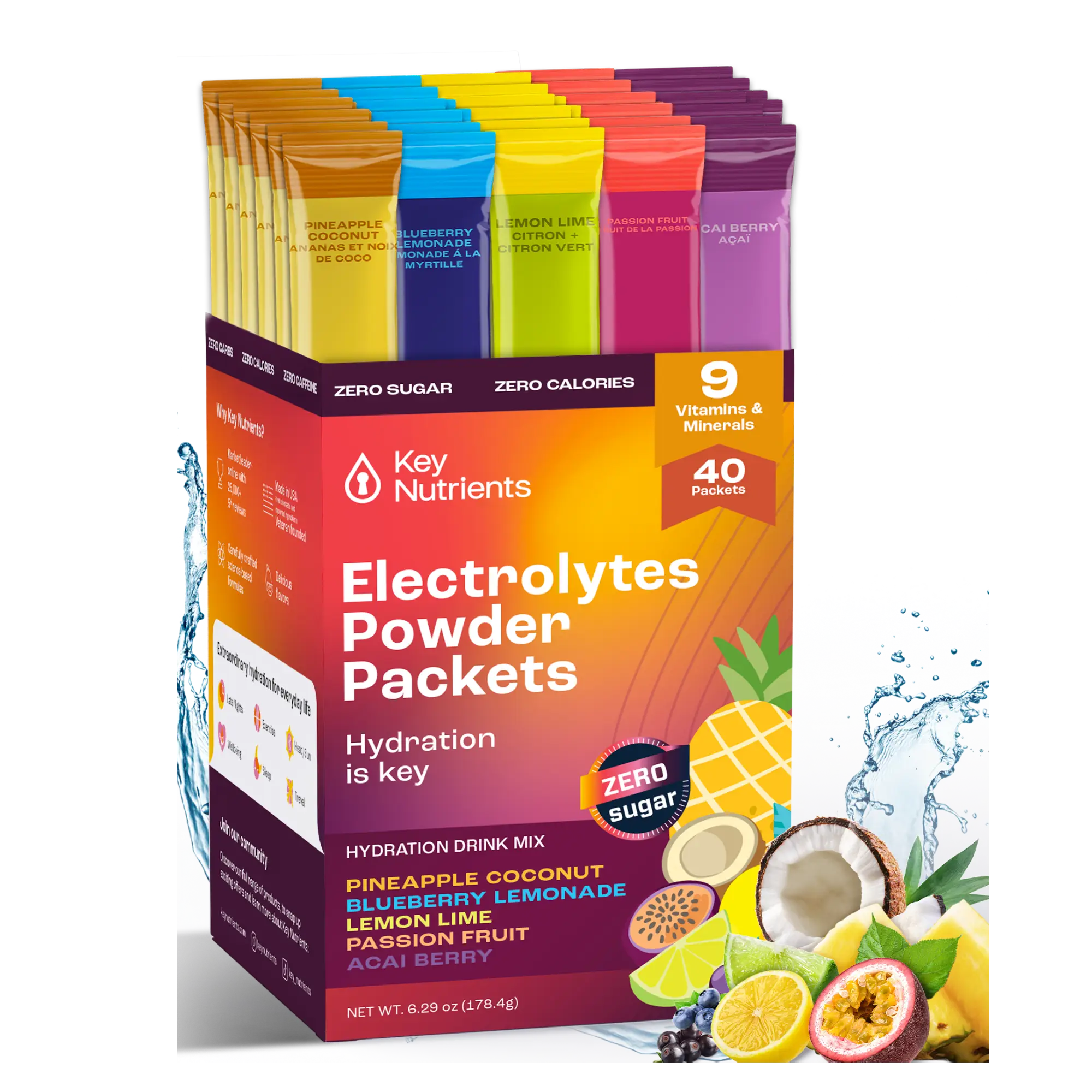 Electrolyte Recovery Plus Powder Travel Packets Zero Carb Calorie Free
