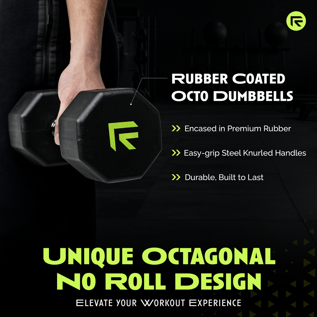 Rage Fitness Octo Rubber Dumbbell With Easy Grip Handle