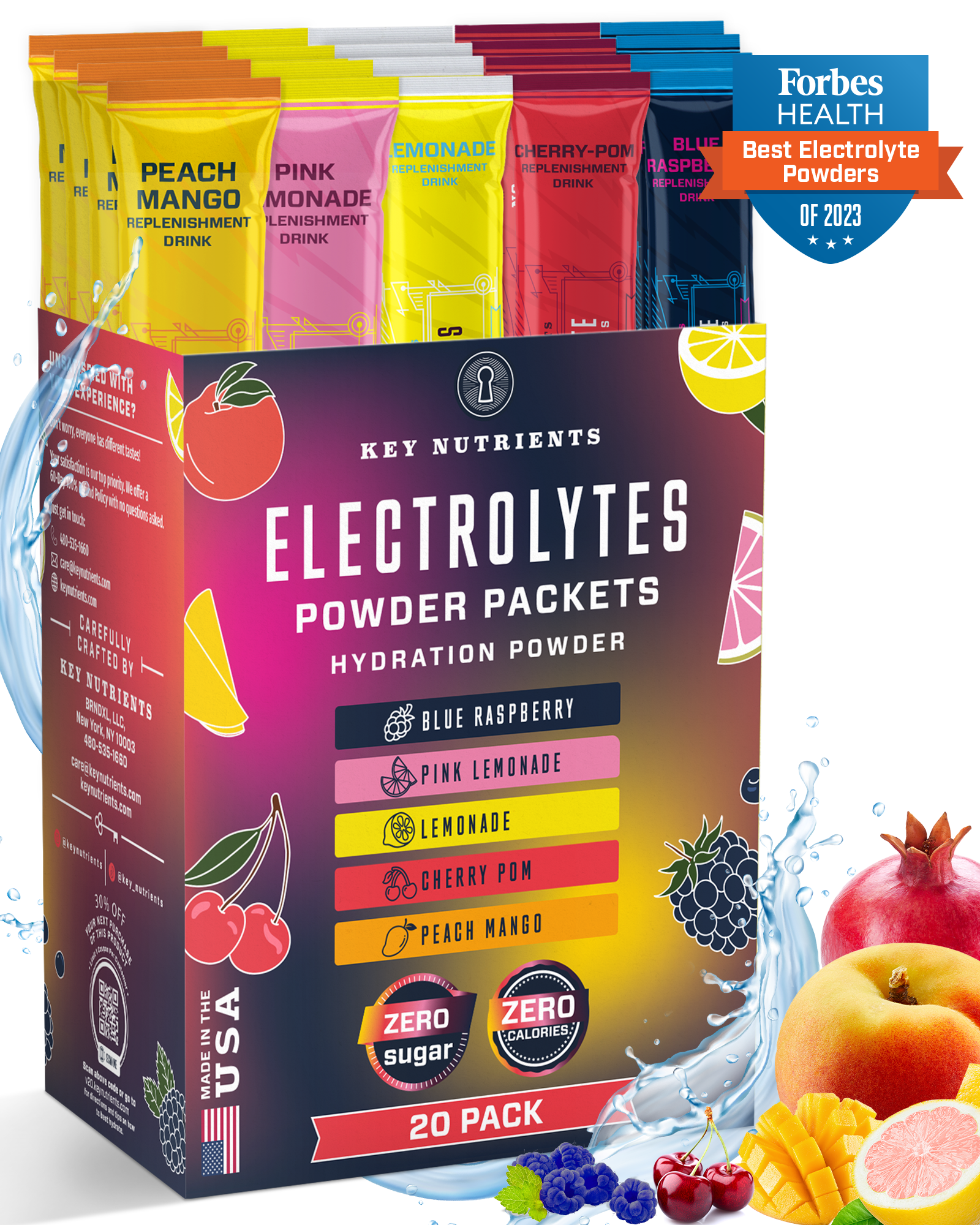 Electrolyte Recovery Plus Powder Travel Packets Zero Carb Calorie Free