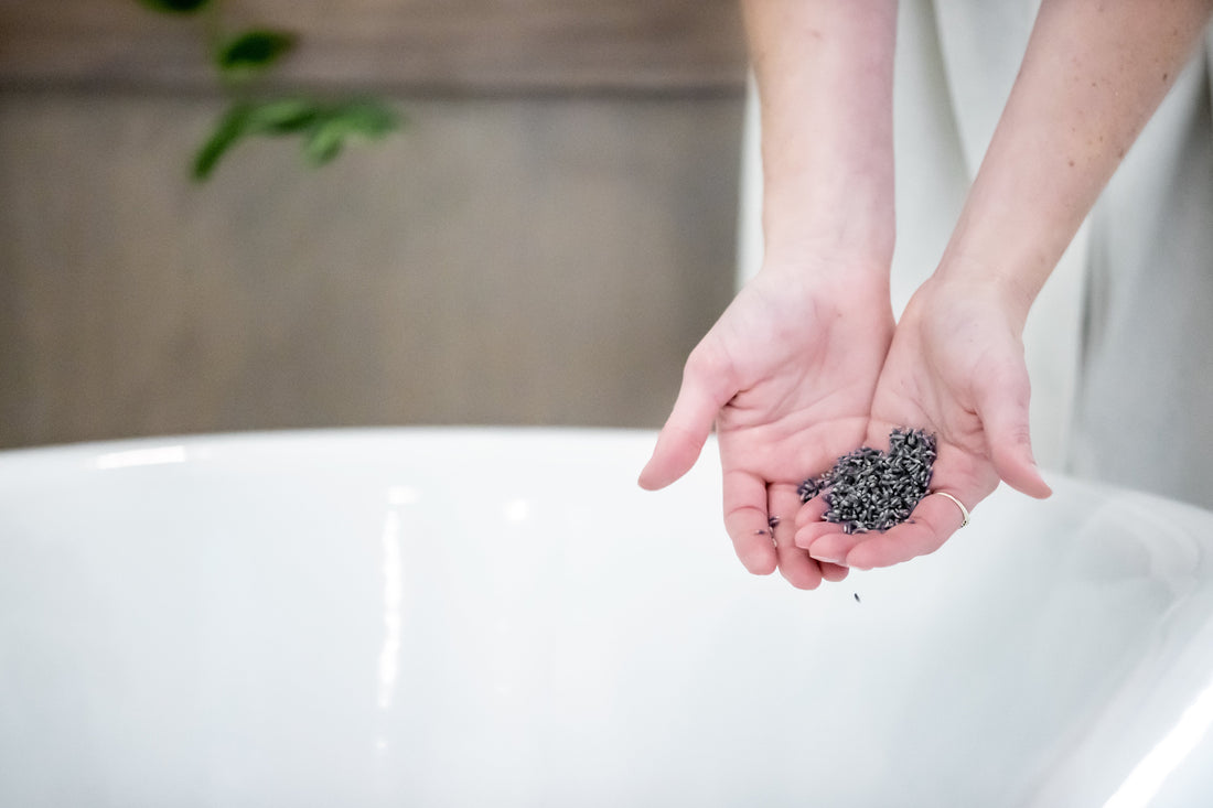 Aromatherapy Bath Salts With Organic Lavender And Dried Buds