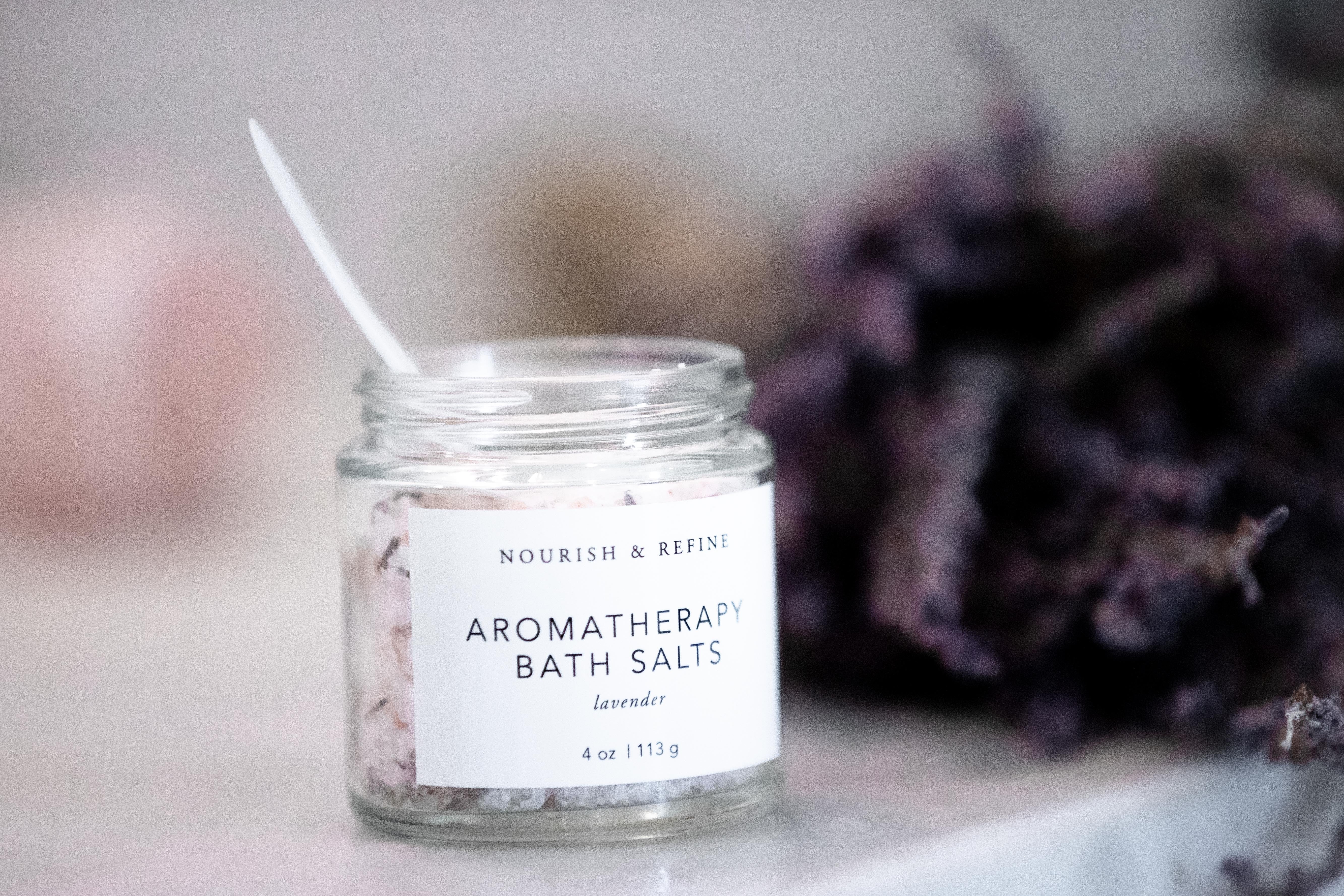 Aromatherapy Bath Salts With Organic Lavender And Dried Buds