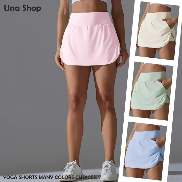 Una-Shop High Waist Yoga Shorts With Pockets For Women
