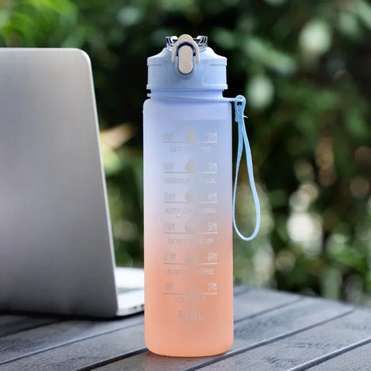 Time Marker Water Bottle BPA Free Leak Proof For Outdoor Fitness