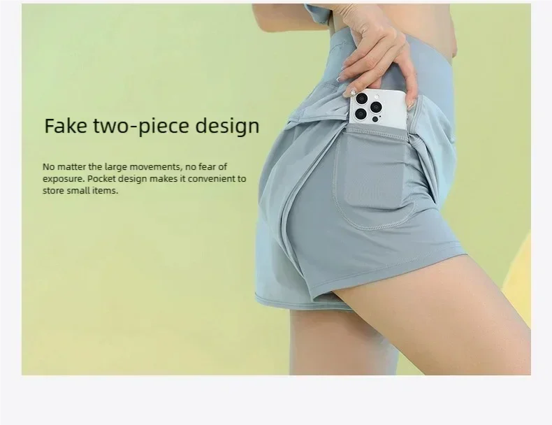 PHIGEER Yoga Shorts For Women Breathable Lightweight Gym With Pocket