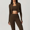 Active Wear Three Piece Women Workout Set Sports Bra Leggings Top