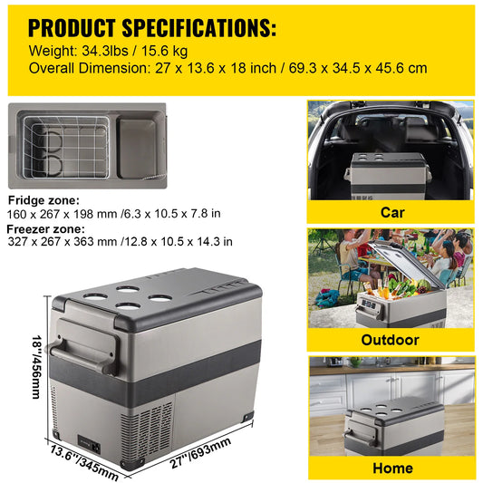 VEVOR Car Refrigerator Portable Mini Fridge Freezer For Camping DC 110 240V