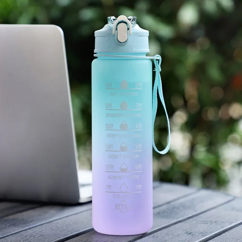 Time Marker Water Bottle BPA Free Leak Proof For Outdoor Fitness