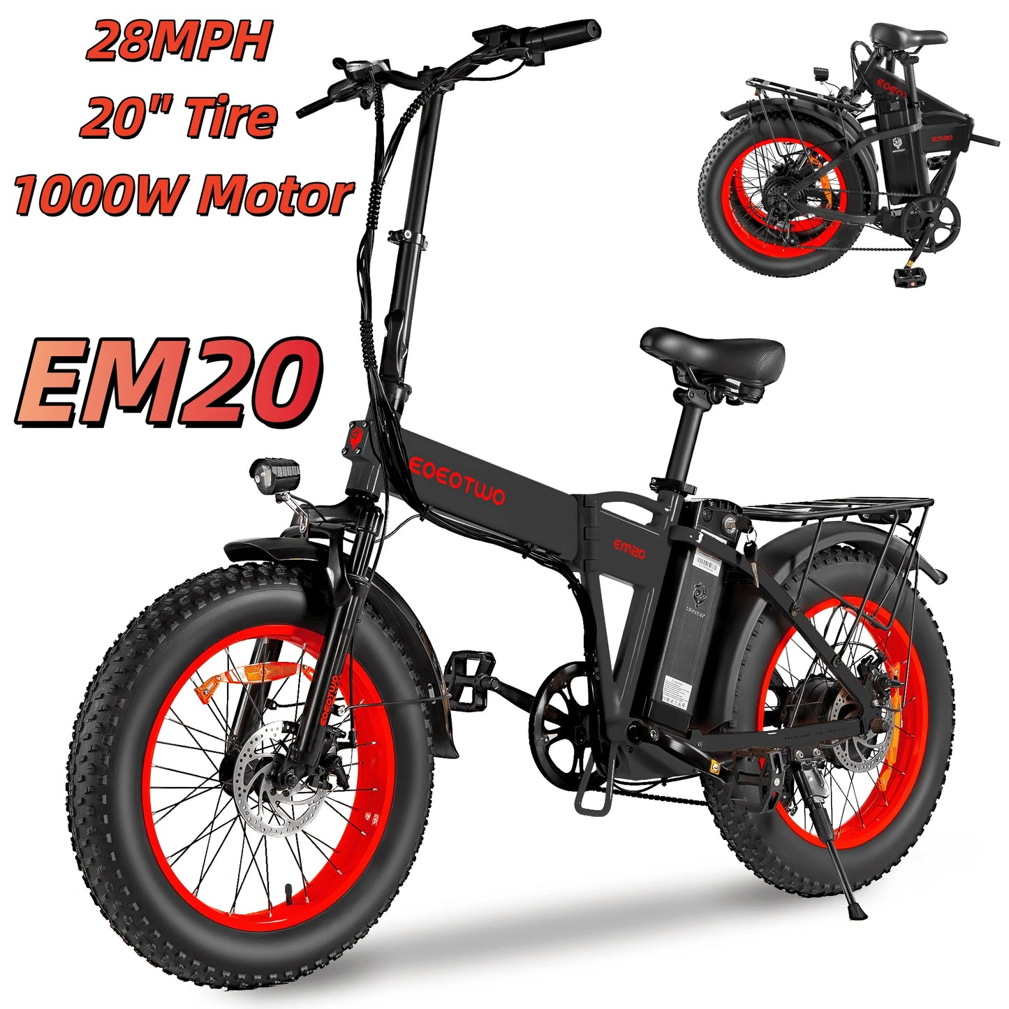 EOEOTWOC 1500W Electric Bike 48V 15Ah Fat Tire Ebike 34MPH
