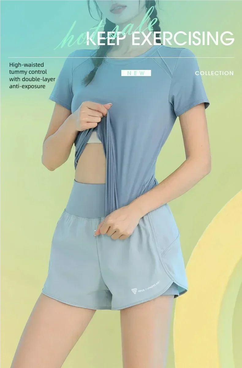 PHIGEER Yoga Shorts For Women Breathable Lightweight Gym With Pocket
