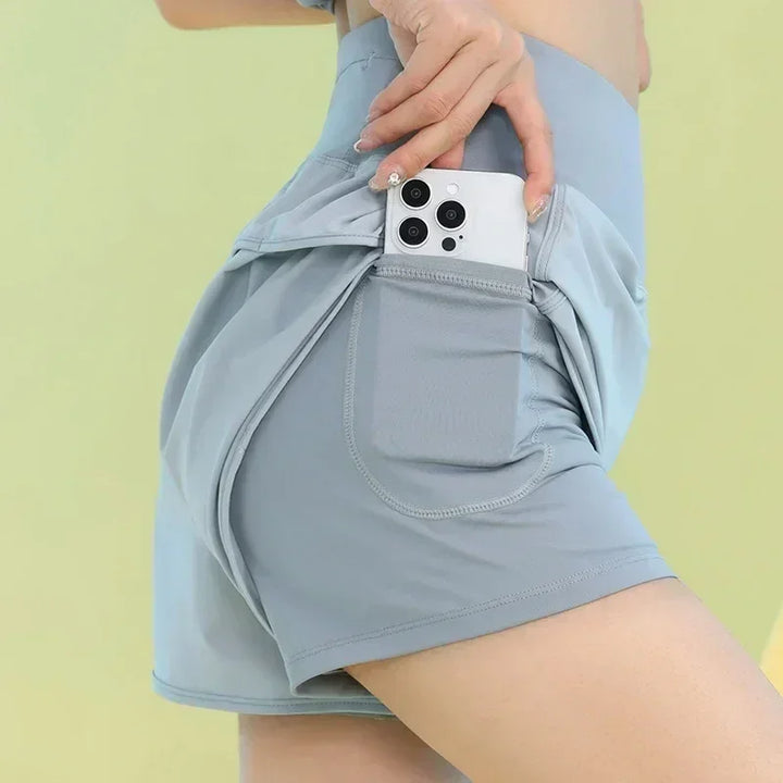 PHIGEER Yoga Shorts For Women Breathable Lightweight Gym With Pocket