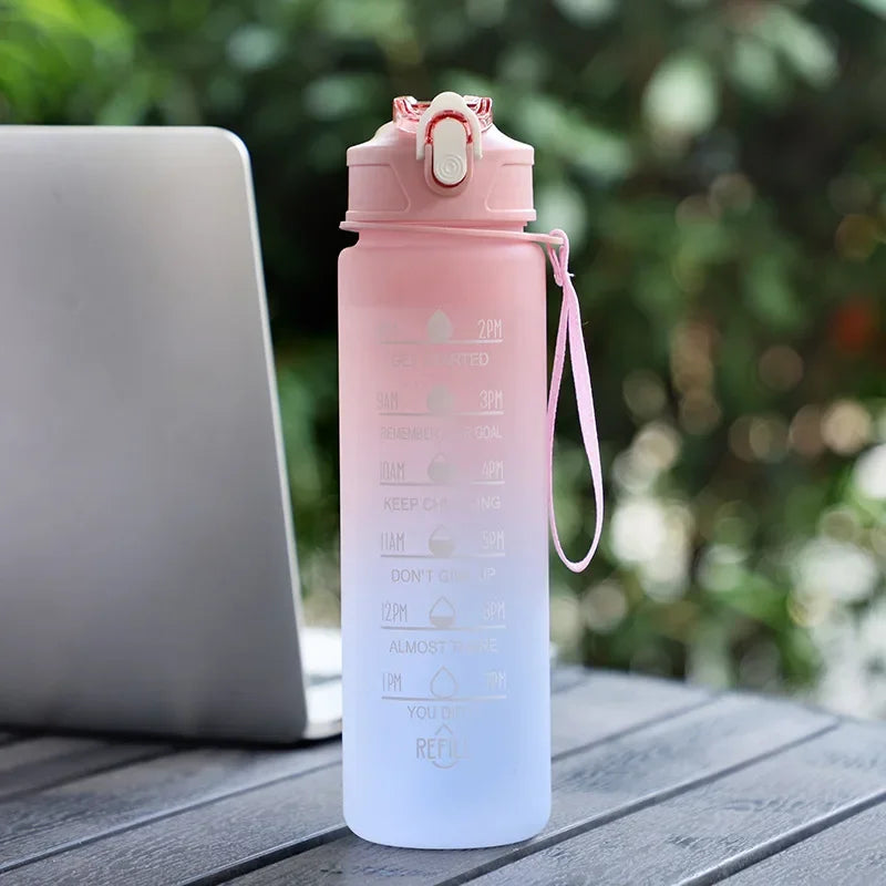 Time Marker Water Bottle BPA Free Leak Proof For Outdoor Fitness