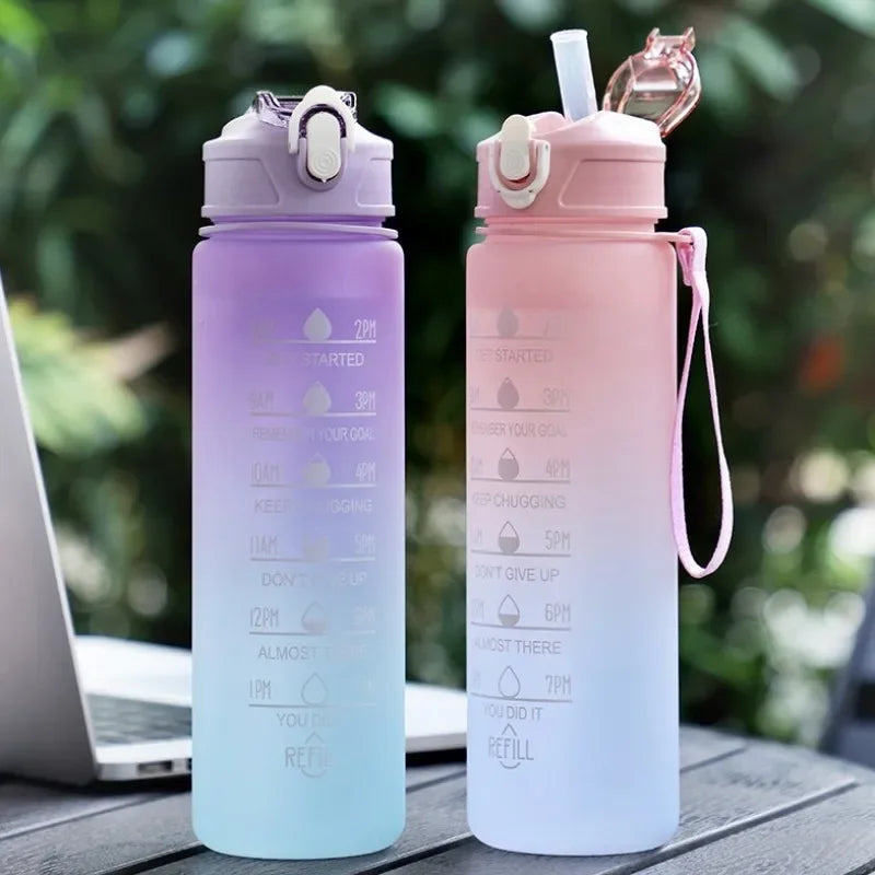 Time Marker Water Bottle BPA Free Leak Proof For Outdoor Fitness