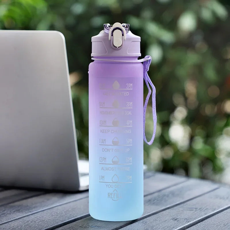 Time Marker Water Bottle BPA Free Leak Proof For Outdoor Fitness