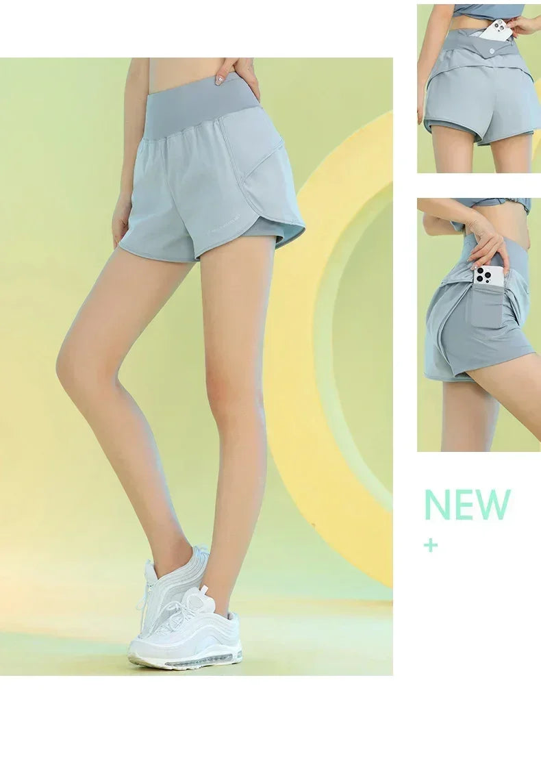PHIGEER Yoga Shorts For Women Breathable Lightweight Gym With Pocket