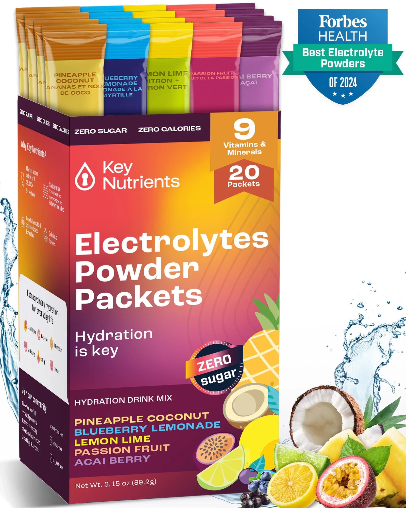 Electrolyte Recovery Plus Powder Travel Packets Zero Carb Calorie Free