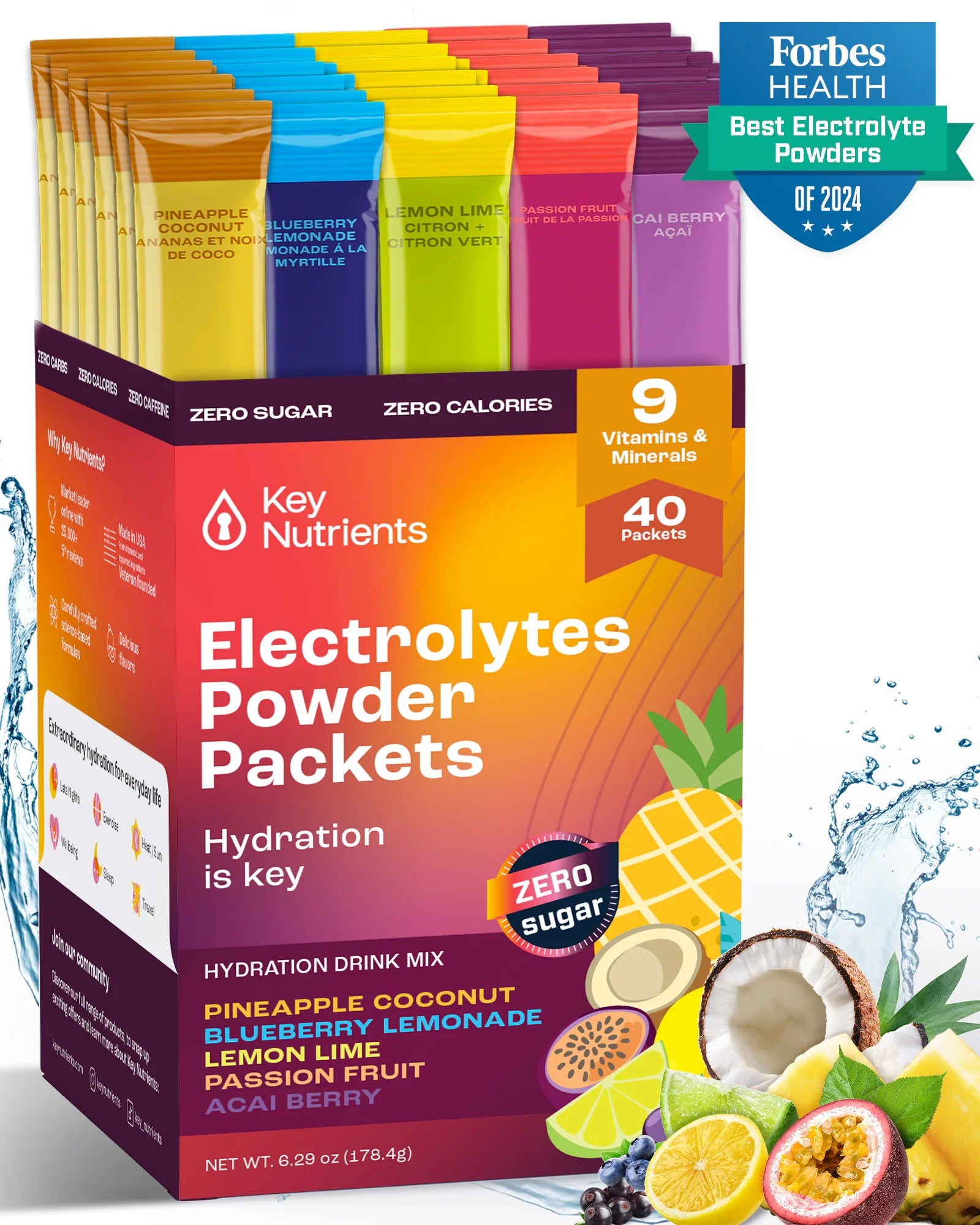Electrolyte Recovery Plus Powder Travel Packets Zero Carb Calorie Free